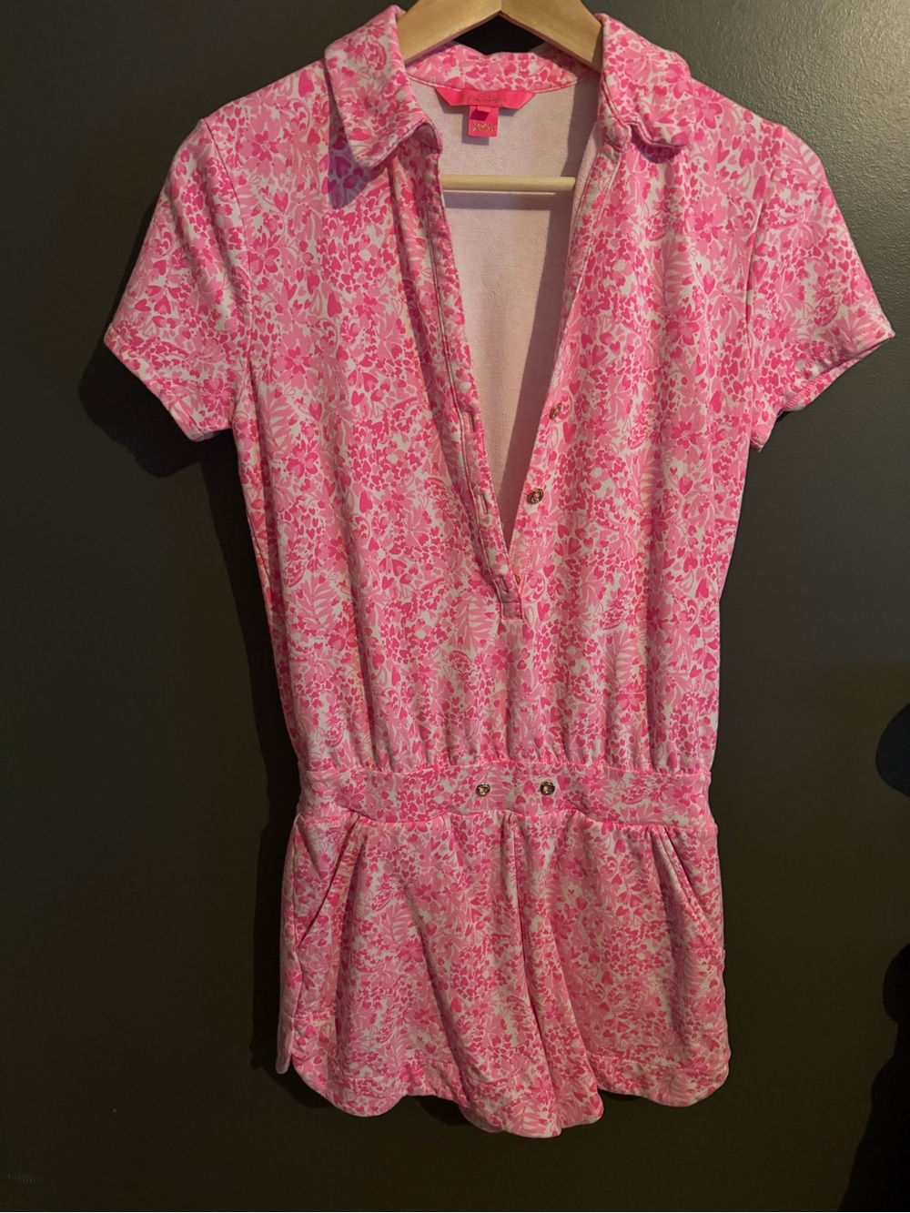 Lilly Pulitzer Pink Floral Collared Romper